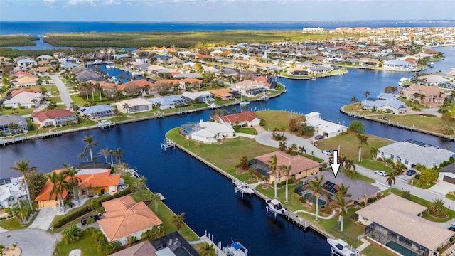 bird's eye view featuring a water view