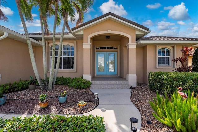 view of exterior entry with french doors