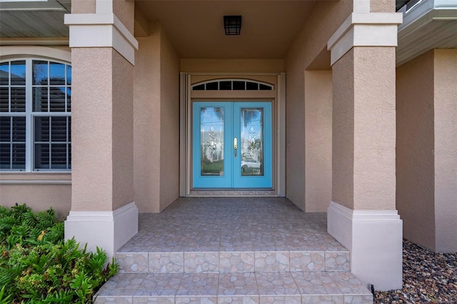 property entrance with french doors