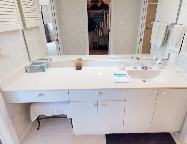 bathroom with vanity and tile patterned floors