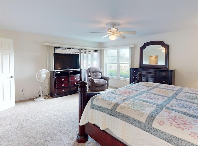 bedroom with carpet and ceiling fan