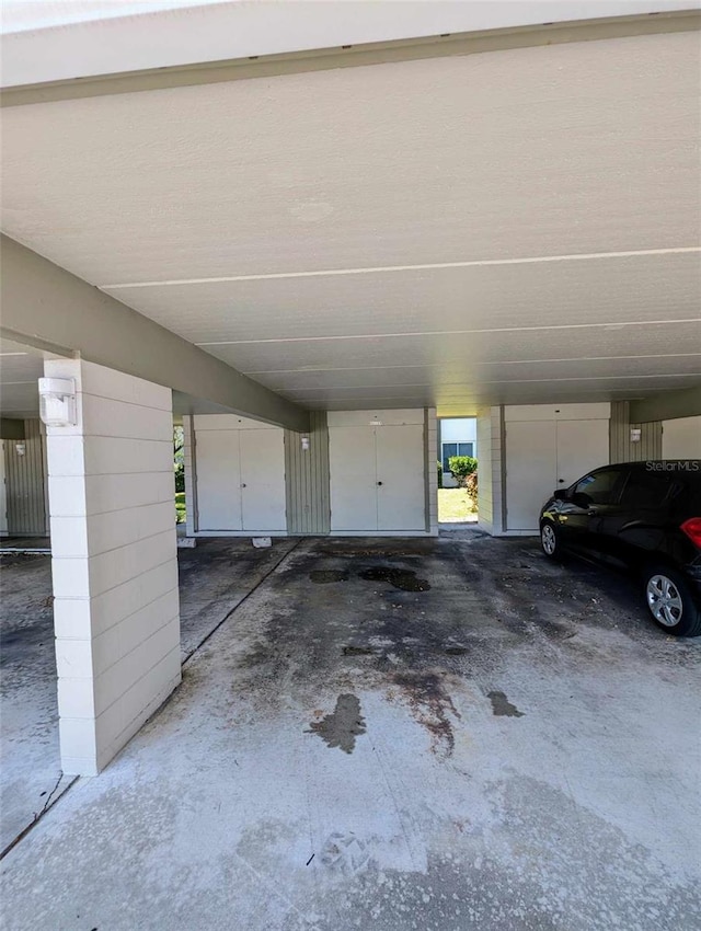 garage with a carport