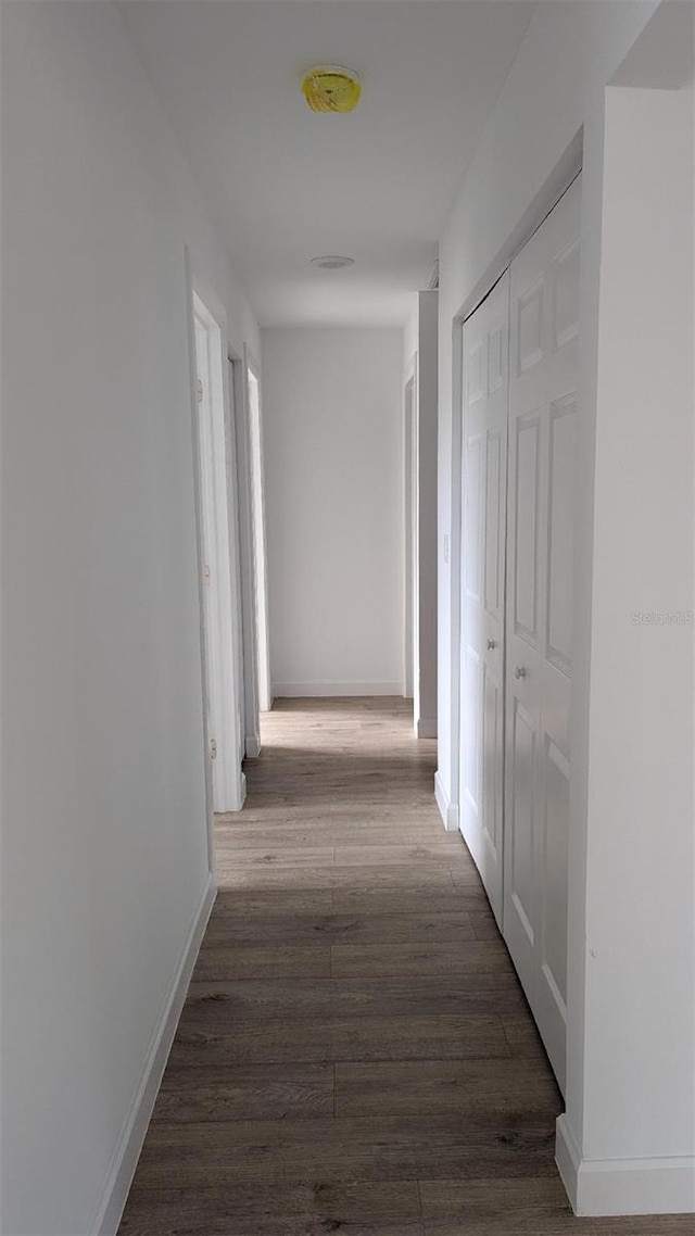 corridor with hardwood / wood-style floors