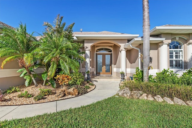 property entrance with french doors