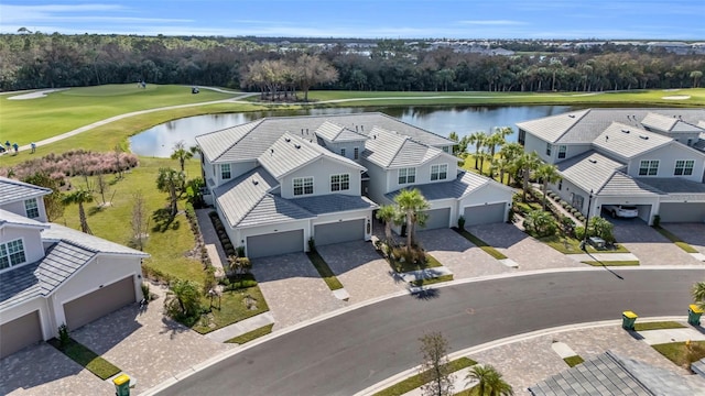 bird's eye view featuring a water view