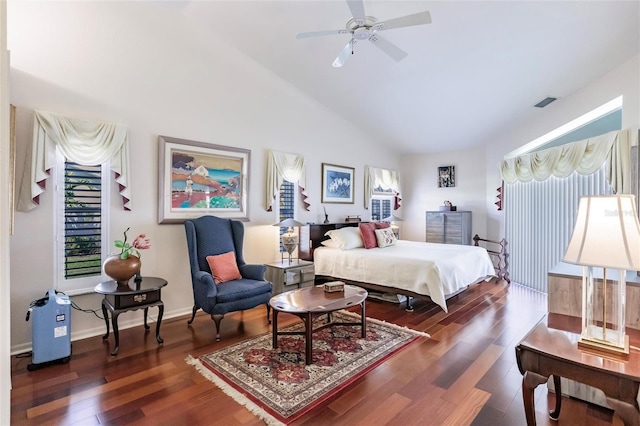 2868 Coral Way, Punta Gorda, FL 33950 - bedroom with wood finished floors, ceiling fan, and high vaulted ceiling