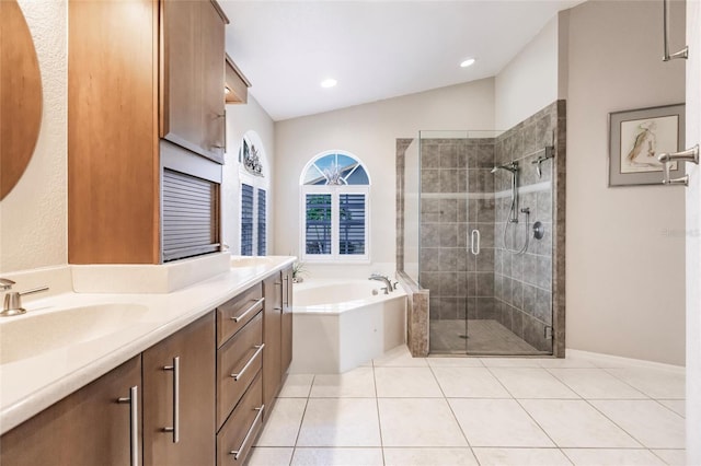 2868 Coral Way, Punta Gorda, FL 33950 - full bath with a stall shower, tile patterned floors, a bath, and double vanity