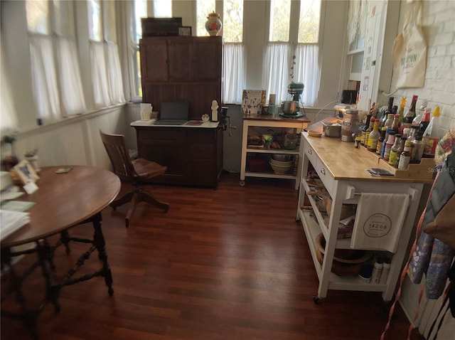 sitting room with dark hardwood / wood-style floors