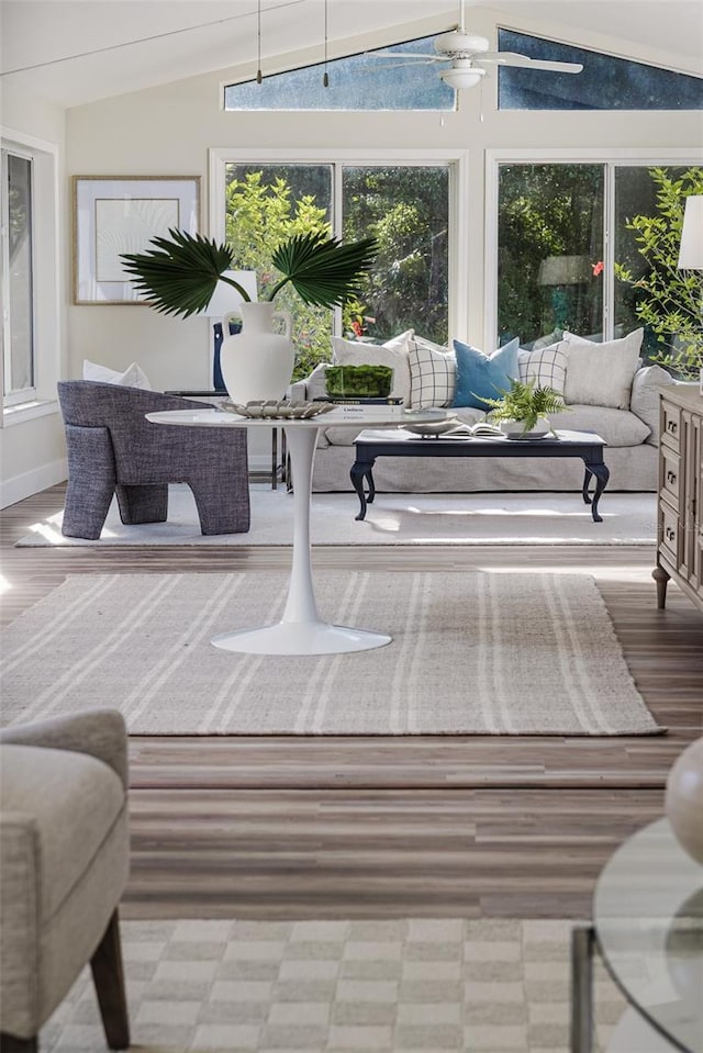 956 Harbor Town Dr, Venice, FL 34292 - sunroom featuring vaulted ceiling and wood finished floors
