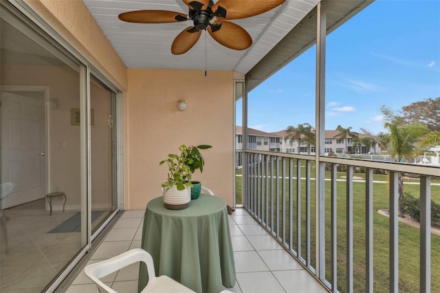 balcony with ceiling fan