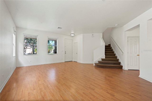 unfurnished living room featuring light hardwood / wood-style floors