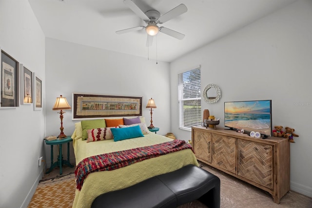 bedroom with carpet and ceiling fan