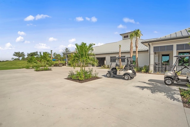 exterior space with a garage