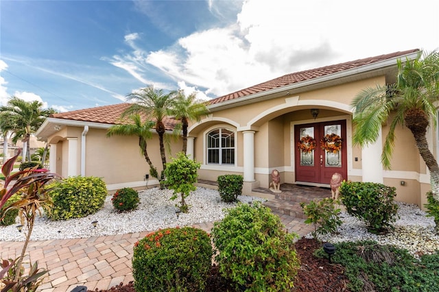 property entrance with french doors