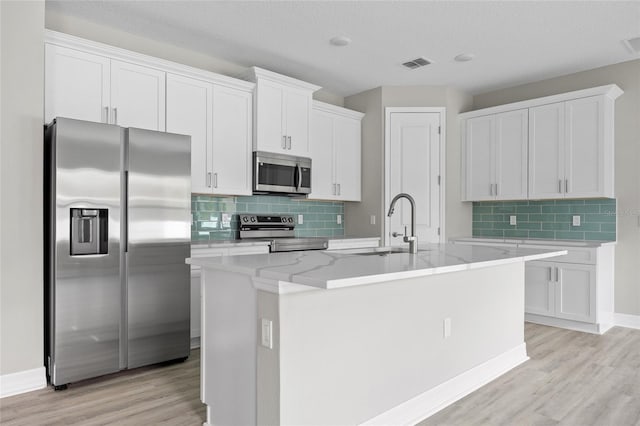 2404 Hanford Ln, North Port, FL 34288 - kitchen featuring visible vents, a sink, appliances with stainless steel finishes, and light wood-type flooring