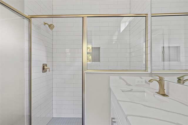 2404 Hanford Ln, North Port, FL 34288 - bathroom featuring a shower stall and vanity