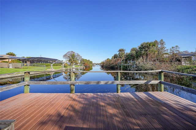 view of dock featuring a water view