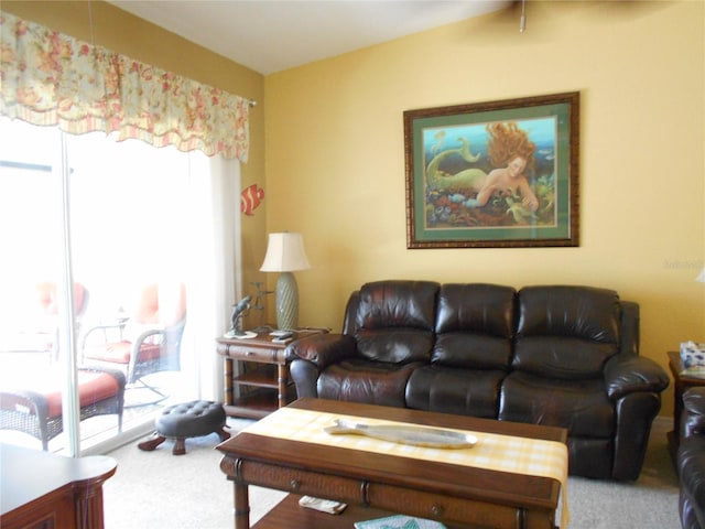 living room featuring carpet flooring