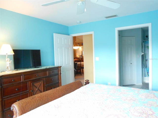 bedroom featuring ceiling fan