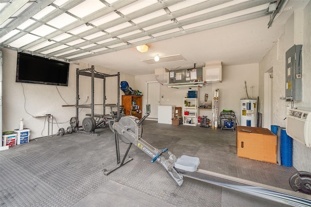 garage featuring water heater