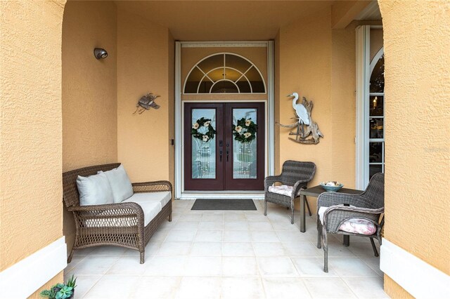 property entrance with french doors