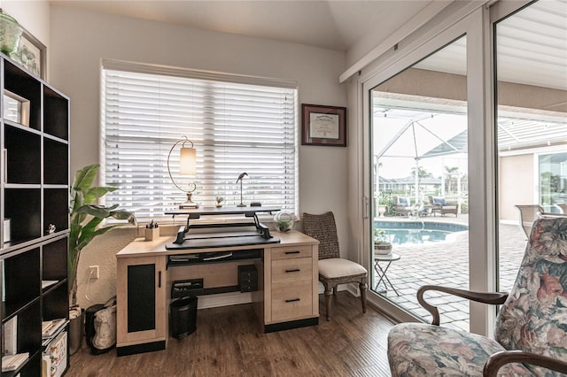 office featuring dark hardwood / wood-style floors