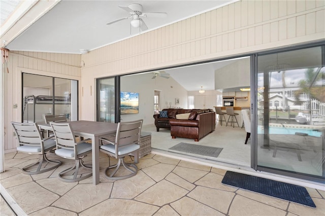 view of patio featuring ceiling fan