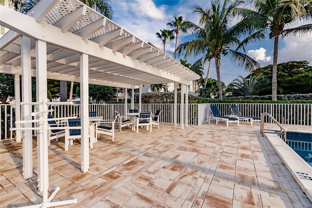 view of patio featuring a pergola