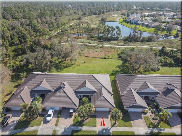 bird's eye view featuring a water view