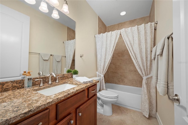 2736 Magdalina Dr, Punta Gorda, FL 33950 - bathroom featuring toilet, shower / tub combo, tile patterned flooring, and vanity