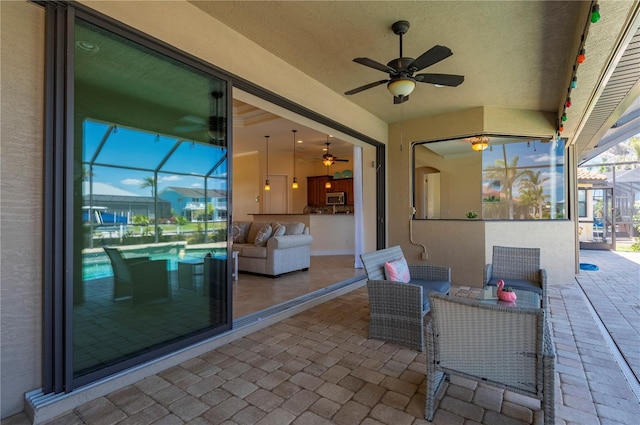 2736 Magdalina Dr, Punta Gorda, FL 33950 - view of patio with a ceiling fan and a lanai