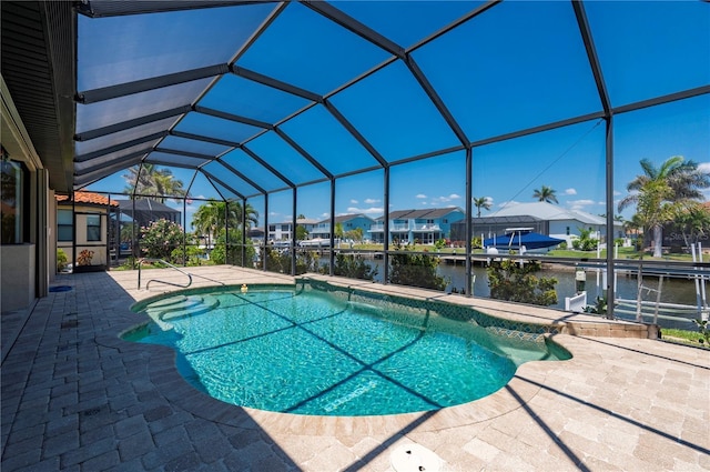 2736 Magdalina Dr, Punta Gorda, FL 33950 - outdoor pool with a residential view, a lanai, a water view, and a patio area