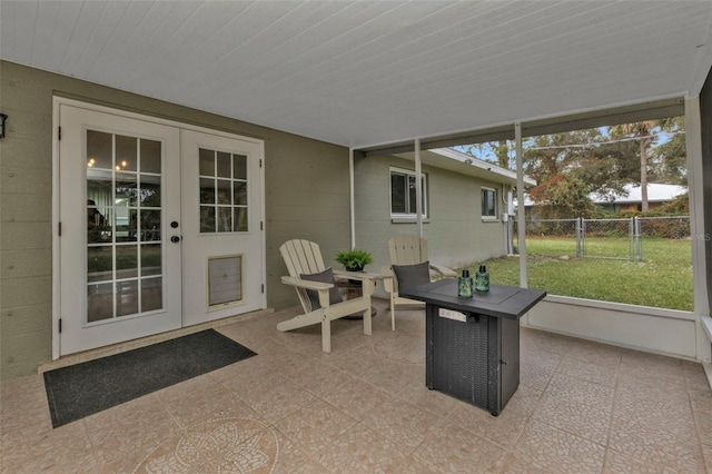 sunroom with french doors