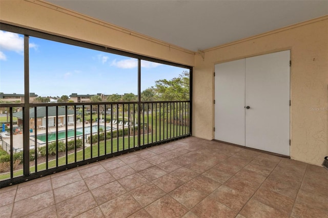 view of unfurnished sunroom