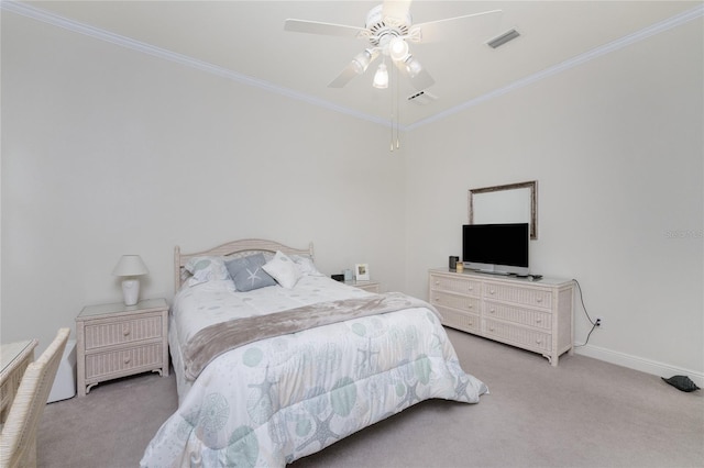 1945 Jamaica Way, Punta Gorda, FL 33950 - bedroom featuring carpet floors, ornamental molding, and a ceiling fan