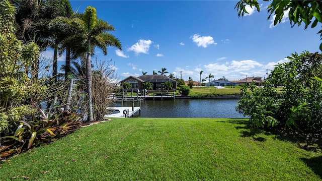 property view of water featuring a dock