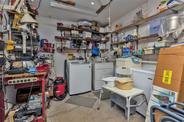 interior space featuring washer and clothes dryer