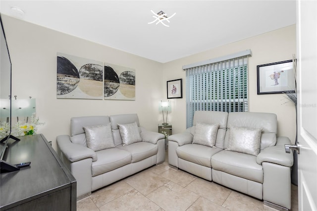 view of tiled living room