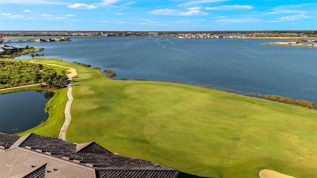 bird's eye view featuring a water view