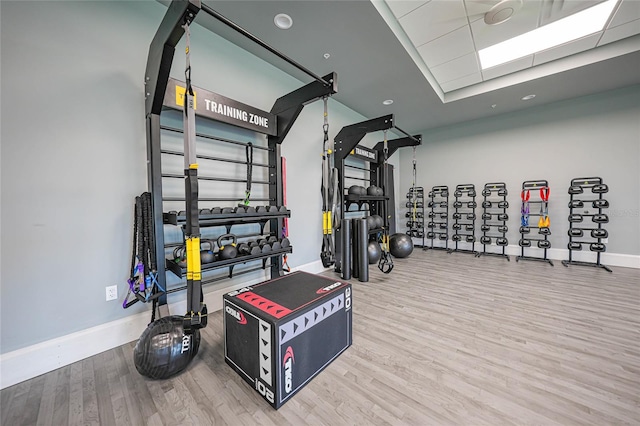 14271 Heritage Landing Blvd Unit 1526, Punta Gorda, FL 33955 - gym featuring baseboards and wood finished floors
