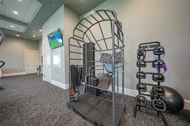 14271 Heritage Landing Blvd Unit 1526, Punta Gorda, FL 33955 - workout room featuring baseboards, carpet, and recessed lighting