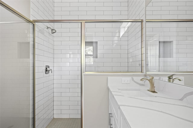 3883 Dominic St, North Port, FL 34288 - bathroom featuring vanity and a stall shower