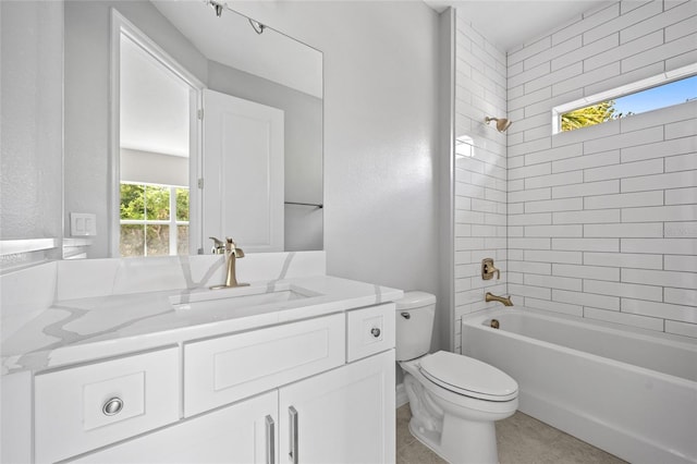3883 Dominic St, North Port, FL 34288 - bathroom with vanity, washtub / shower combination, and toilet