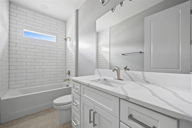 3883 Dominic St, North Port, FL 34288 - bathroom with shower / tub combination, tile patterned flooring, toilet, and vanity