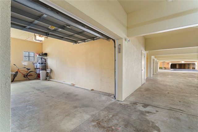 garage with a garage door opener