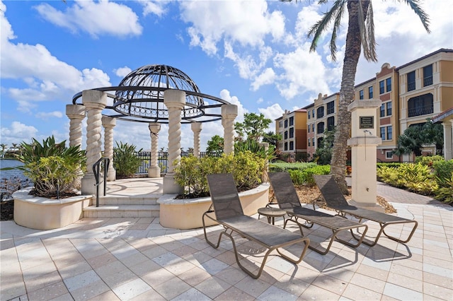 view of patio featuring a gazebo