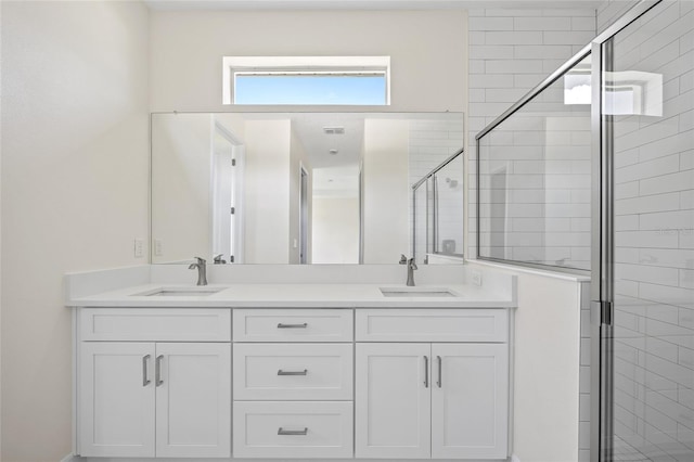 3779 Clearfield St, North Port, FL 34286 - full bath featuring a sink, a shower stall, and double vanity
