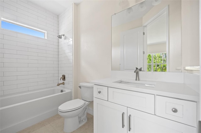 3779 Clearfield St, North Port, FL 34286 - full bathroom with vanity, bathing tub / shower combination, and toilet