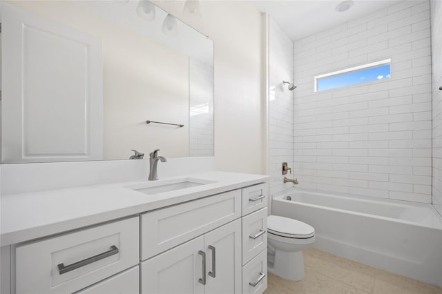 3779 Clearfield St, North Port, FL 34286 - full bathroom with vanity, tile patterned floors, shower / bath combination, and toilet
