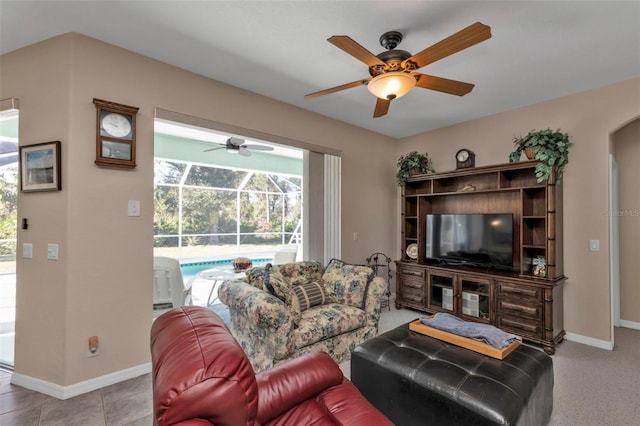 view of tiled living room